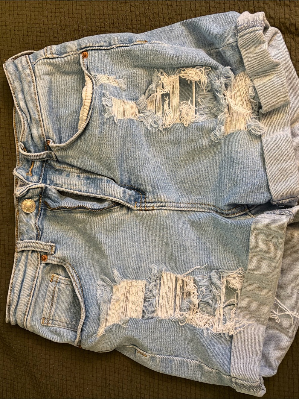 Wax Jean Light Blue Distressed Boyfriend Shorts